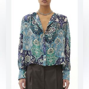New Maria Cher Lugo Mia Shirt Green Silk Small